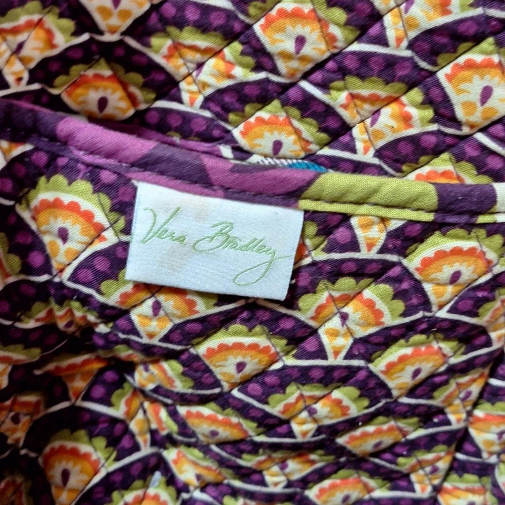 Vera Bradley Vera Tote Shoulder Bag in Plum Crazy Plum Toggle Close Large Zipper